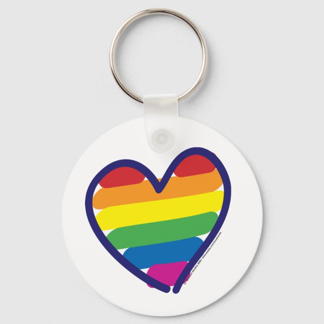 Gay Pride Love Heart Key Ring (Front)