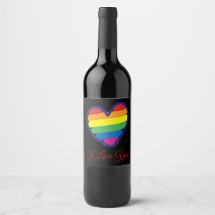 Gay Pride Love Heart Wine Label
