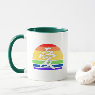 Gay Pride LOVE in Kanji and Chinese LGBTQ pride Mug
