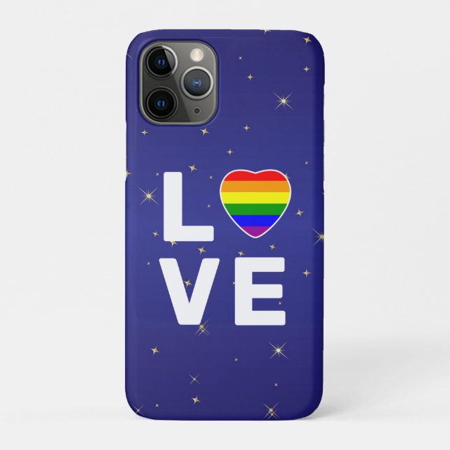 Gay Pride Love Rainbow Heart Case-Mate iPhone Case (Back)