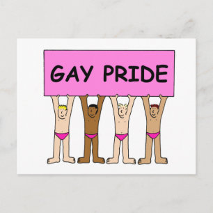 Gay Pride Men in Pink Underpants Postcard