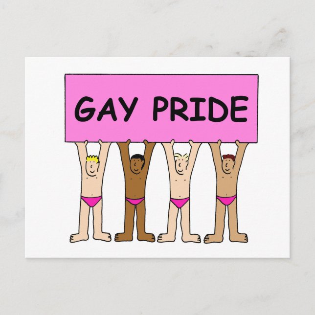 Gay Pride Men in Pink Underpants Postcard (Front)