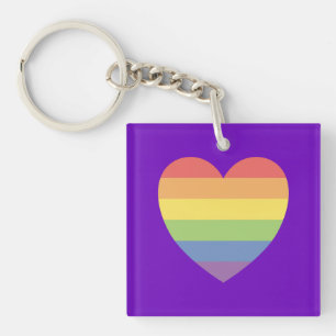 Gay Pride Merch Rainbow Heart LGBTQ Key Ring