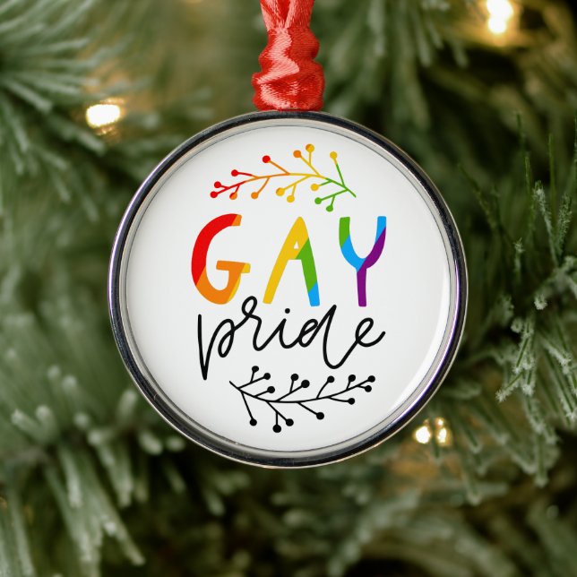 Gay Pride Metal Ornament (Tree)