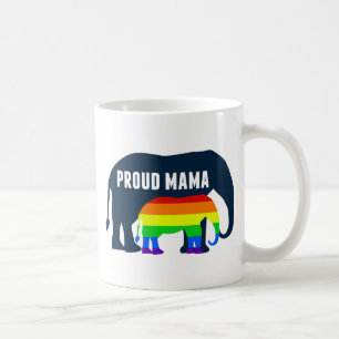 Gay Pride Mom Proud Mama Elephant Rainbow LGBTQ Coffee Mug