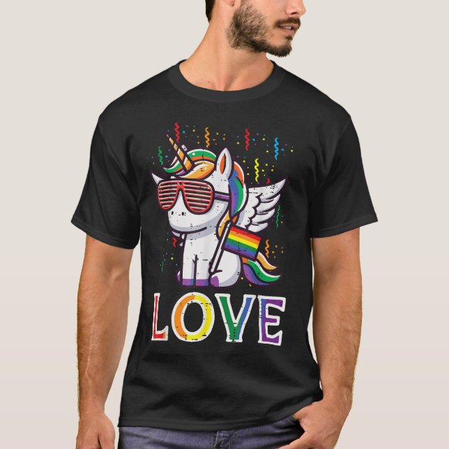 Gay Pride Month Love Unicorn Lgbtq Ally Rainbow  T-Shirt (Front)