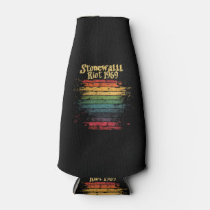 Gay Pride Month Rainbow Flag Stone wall Riot 1969  Bottle Cooler
