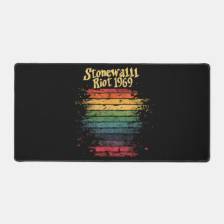 Gay Pride Month Rainbow Flag Stone wall Riot 1969 Desk Mat