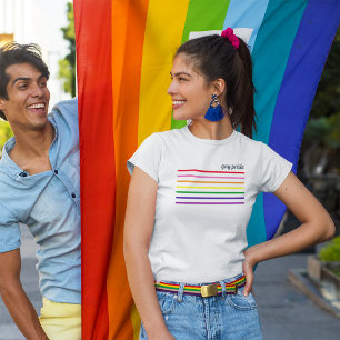 Gay Pride Month White LGBTQ Rainbow Womens T-Shirt