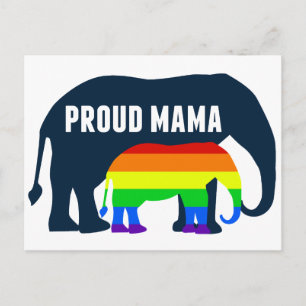 Gay Pride Mum Proud Mama Elephant Rainbow LGBTQ Postcard