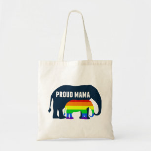 Gay Pride Mum Proud Mama Elephant Rainbow LGBTQ Tote Bag