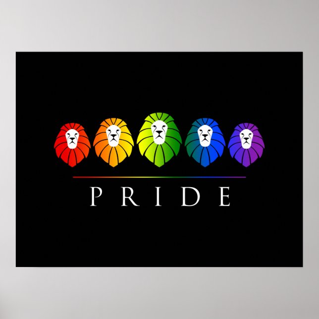 Gay Pride of Lions - LGBTQ Poster (Front)