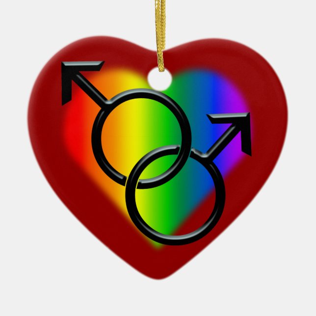Gay Pride Ornament Personalised Rainbow Love Gifts (Front)