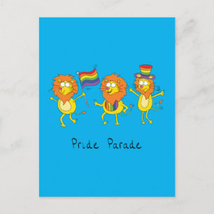 Gay Pride Parade LGBTQ Lions Big Cats Postcard