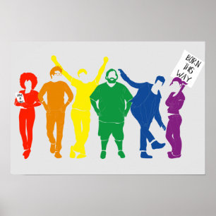 Gay Pride Parade Rainbow Coloured People Poster