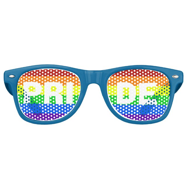 Gay Pride Parade Rainbow Striped Retro Sunglasses (Front)