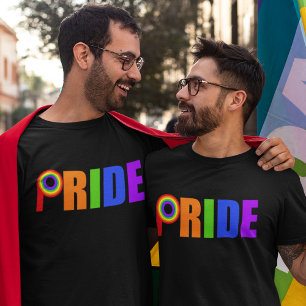 Gay Pride Parade Simple Bold Rainbow Letters T-Shirt
