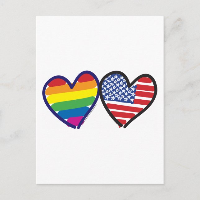Gay Pride Patriotic USA Postcard (Front)