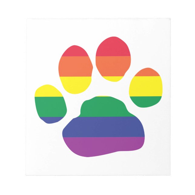 Gay Pride Paw Print Notepad (Front)