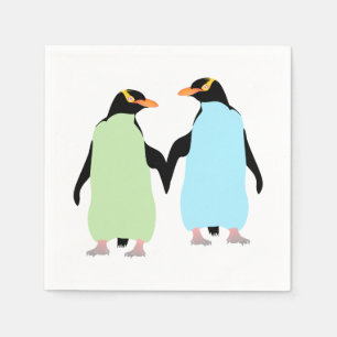 Gay Pride Penguins Holding Hands Napkin