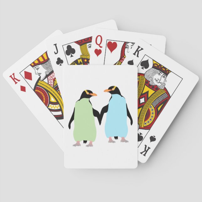 Gay Pride Penguins Holding Hands Playing Cards (Back)
