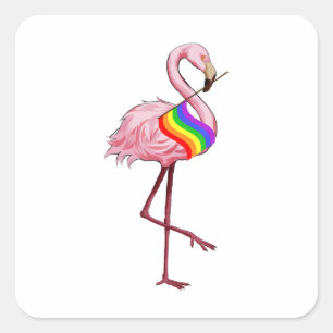 Gay Pride Pink Flamingo Lgbt Pride Month  Gifts Square Sticker