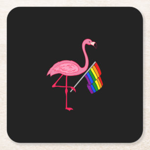 gay pride pink flamingo lgbt pride month square paper coaster