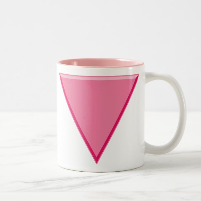 Gay Pride Pink Triangle Two-Tone Coffee Mug (Right)