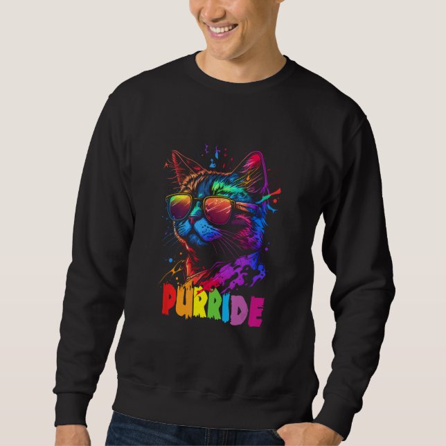 Gay Pride Purride  Cat LGBT Pride Month Equality Sweatshirt (Front)