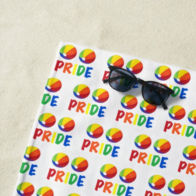 Gay PRIDE Rainbow Beach Ball Beachball LGBT Beach Towel (In Situ)