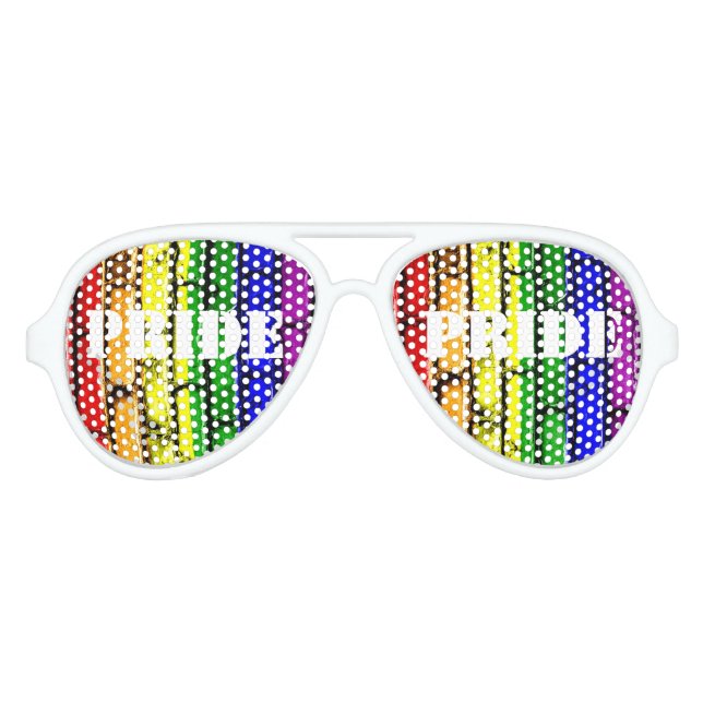 Gay PRIDE Rainbow Bricks Aviator Sun Glasses (Front)
