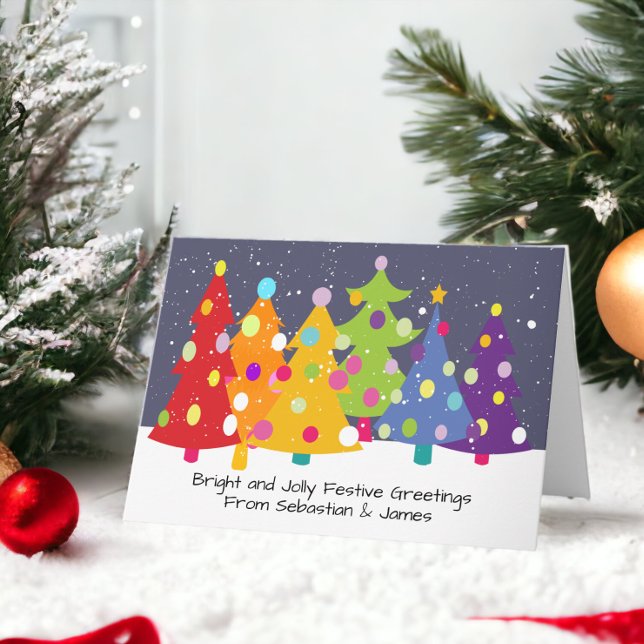 Gay Pride Rainbow Christmas Trees LGBT Holiday Card (Gay Pride Rainbow Christmas Trees LGBT Holiday Card from Ricaso)