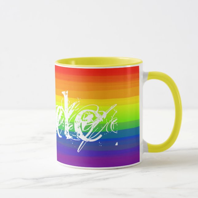 Gay Pride Rainbow Colours LGBT Gift Idea Mug (Right)