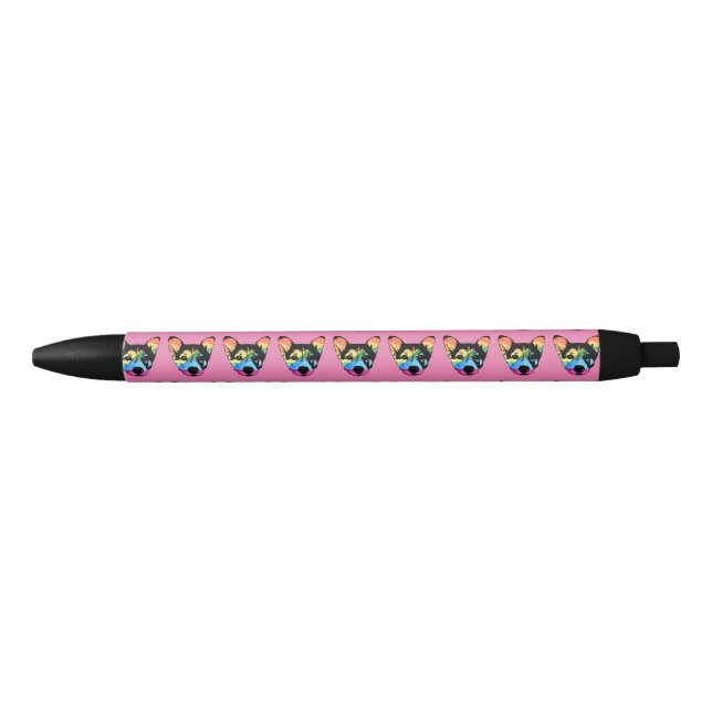 Gay Pride Rainbow Dog Black Ink Pen (Front)