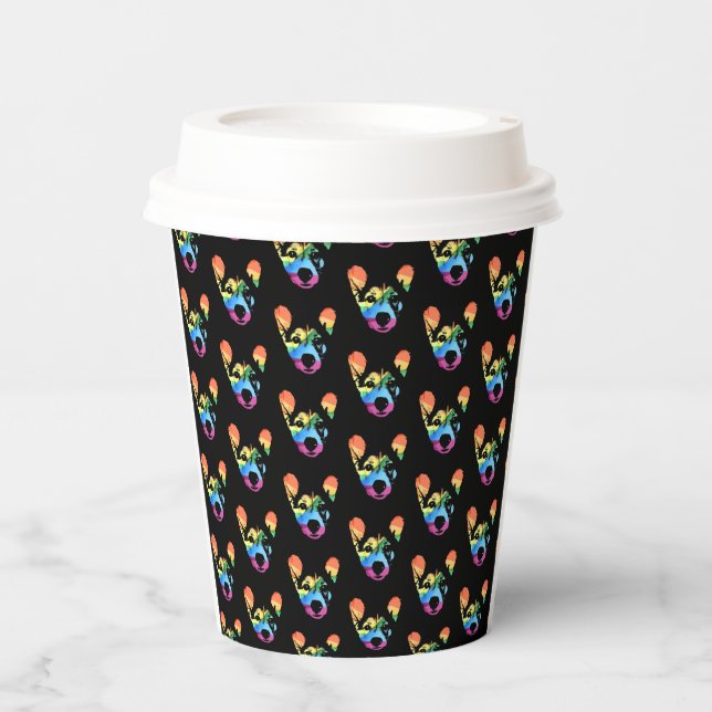 Gay Pride Rainbow Dog Paper Cups (Front)