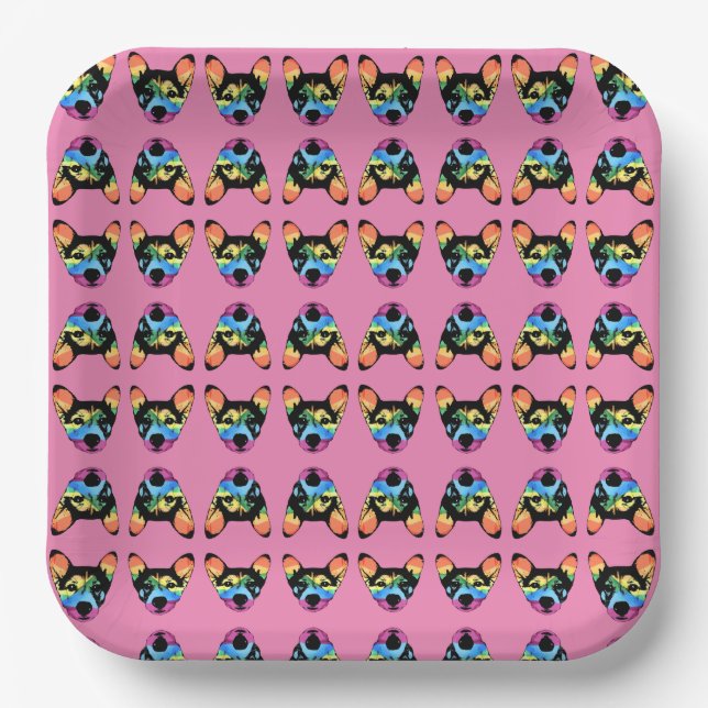 Gay Pride Rainbow Dog Paper Plate (Front)