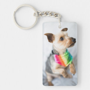 Gay Pride Rainbow Dog Yorkshire Terrier Key Ring