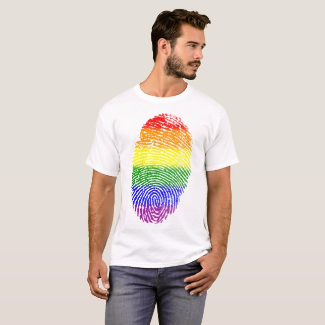 Gay Pride Rainbow Fingerprint T-Shirt (Front Full)