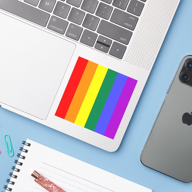 Gay Pride Rainbow Flag (Laptop w/ iPhone)