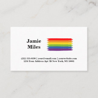 Gay Pride Rainbow Flag Brush Style Minimalist  Business Card