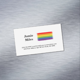 Gay Pride Rainbow Flag Brush Style Minimalist  Magnetic Business Card