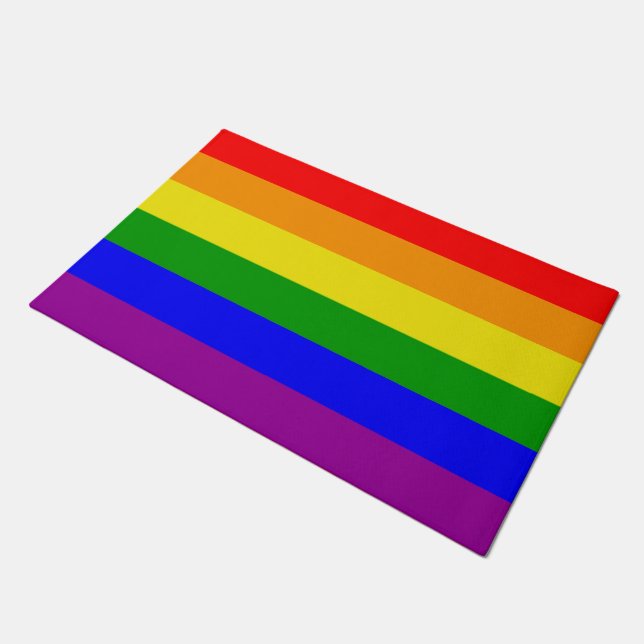 Gay Pride Rainbow flag Doormat (Angled)