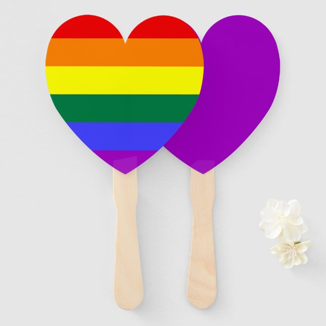 Gay Pride Rainbow Flag Hand Fan (Front and Back)