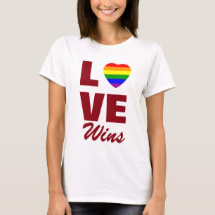 Gay Pride Rainbow Flag Heart Love Wins T-Shirt