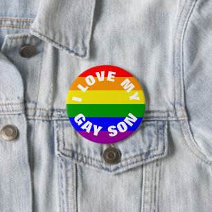 Gay Pride Rainbow flag I love My Gay Son 7.5 Cm Round Badge