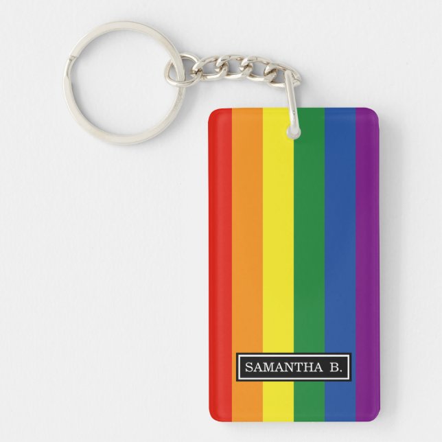 Gay pride Rainbow Flag Key Ring (Front)