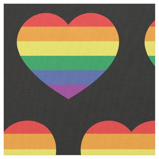 Gay Pride Rainbow Flag Love Heart Fabric (Close Up)