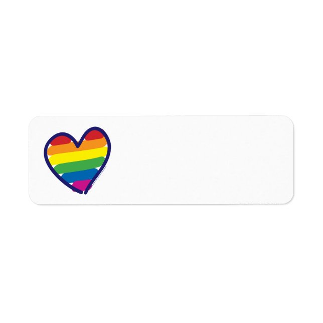Gay Pride Rainbow Flag Love Hearts Return Address Label (Front)