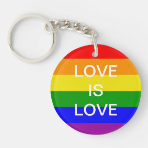 Gay Pride Rainbow flag love is love  Key Ring