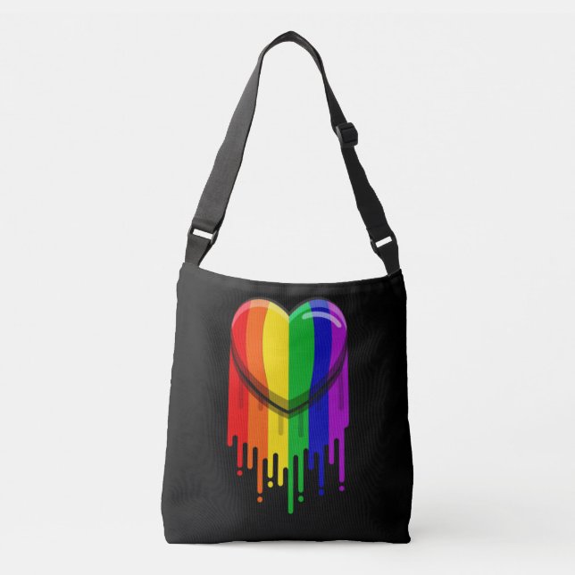 Gay pride Rainbow Flag Moustache LGBT Crossbody Bag (Front)